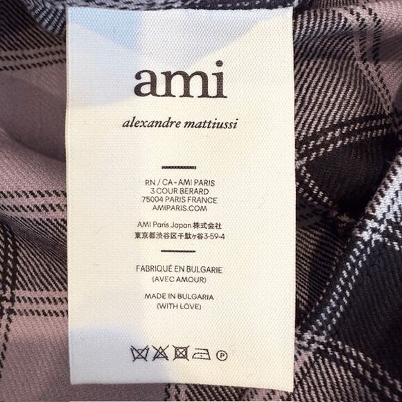 NEW! Ami Paris 100% Virgin Wool Patch Pocket Shirt Parma Purple Black XL (EU42) - Picture 8 of 14